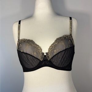 La Perla Black and Gold Lace Bra